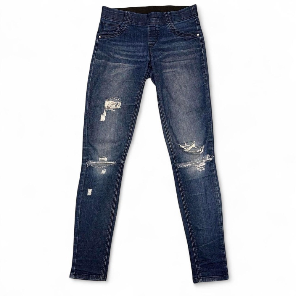 Justice juniors dark  wash distressed "simply low" lightweight jeggings